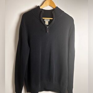 VTG L.L. Bean Men's 1/4 Zip Navy Blue Pull Over Sweater